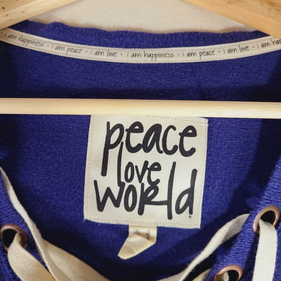PEACE LOVE WORLD Lonsleeve Lace Up Shirt Small - Picture 7 of 9